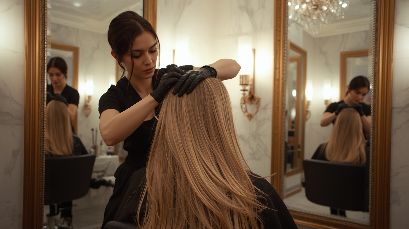 فردی درحال انجام پلکس تراپی در آرایشگاه