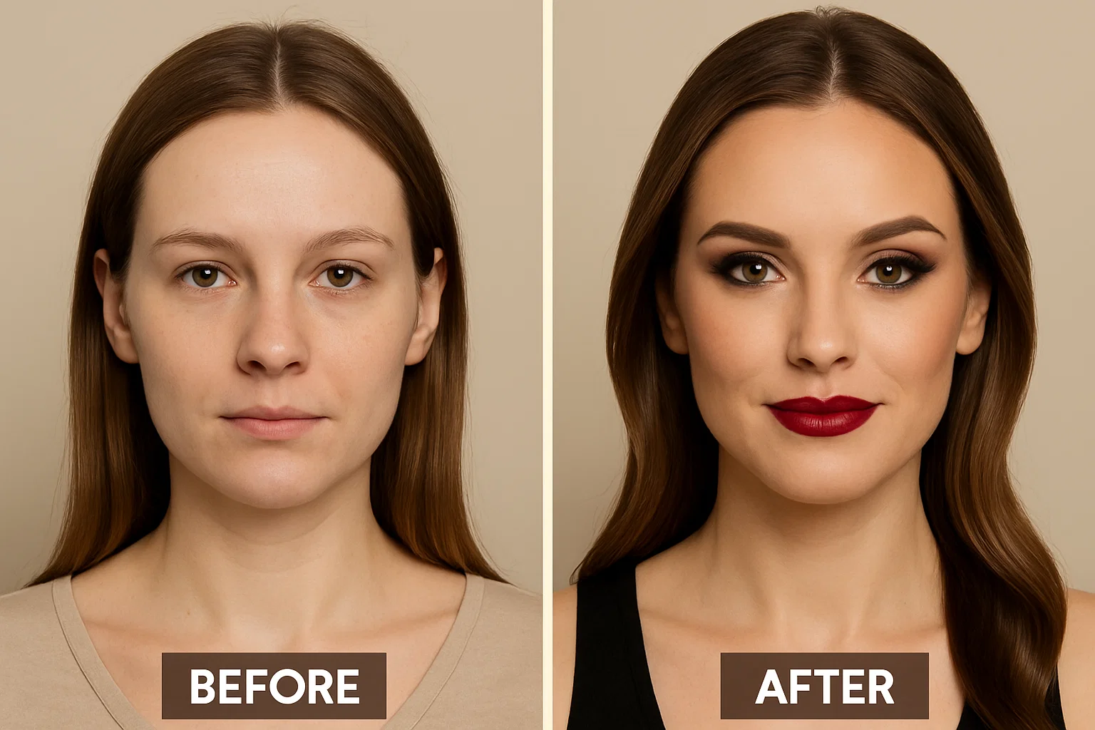 قبل و بعد آرایش فرم صورت قلبی