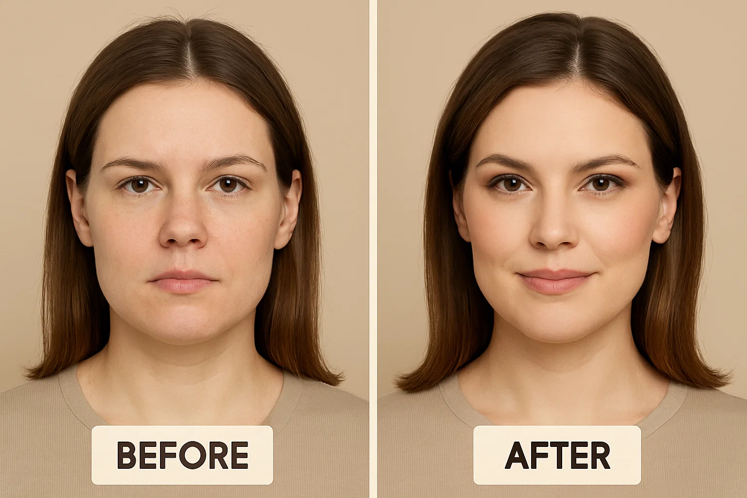 قبل و بعد آرایش صورت مربعی