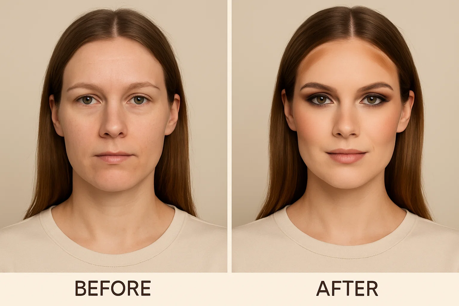 قبل و بعد آرایش صورت مستطیلی 