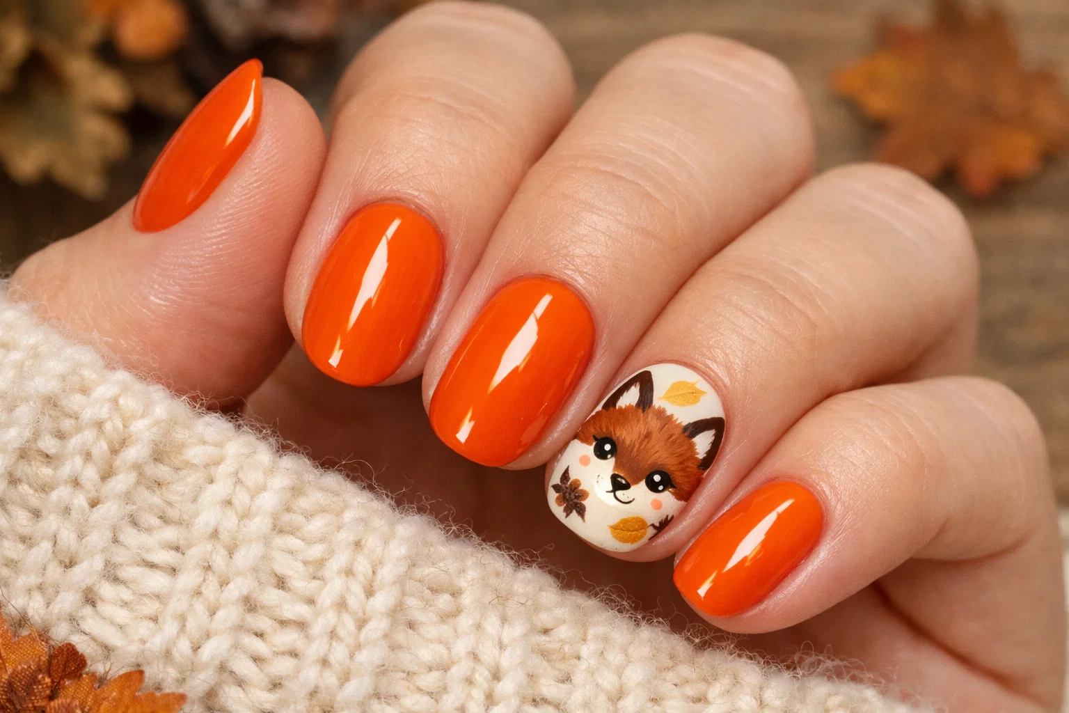  طرح ناخن پاییزی روباه
