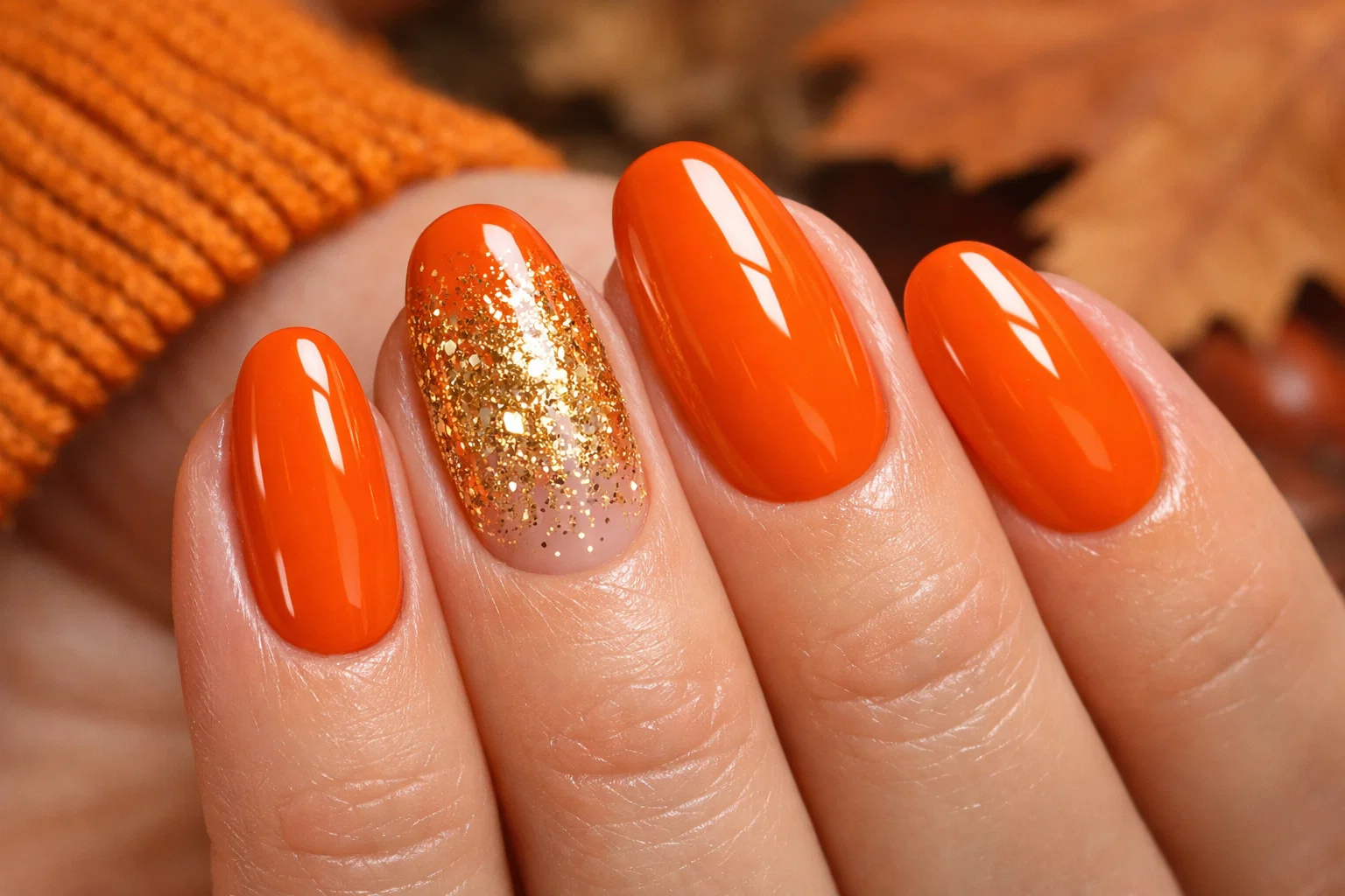  طرح ناخن پاییزی نارنجی